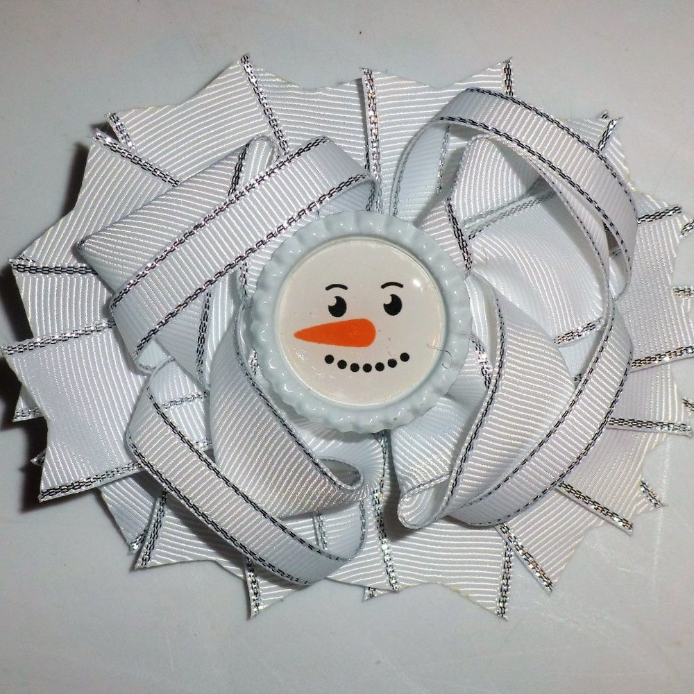 Snowman Christmas Girls 5-inch Hair Bow Clip